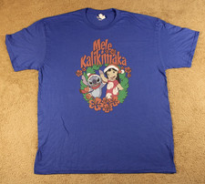 Disney Lilo  Stitch Mele Kalikimaka Graphic Tee T-Shirt 2XL Blue NWOT
