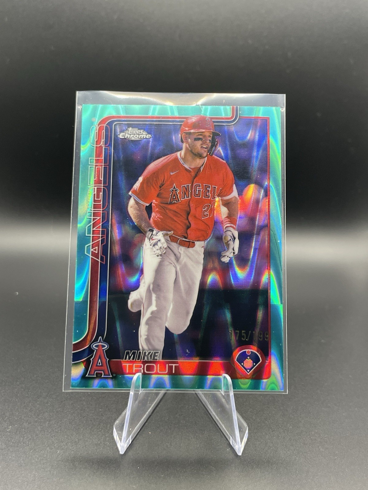 2025 Topps Chrome - Mike Trout #100 Aqua Raywave Refractor /199