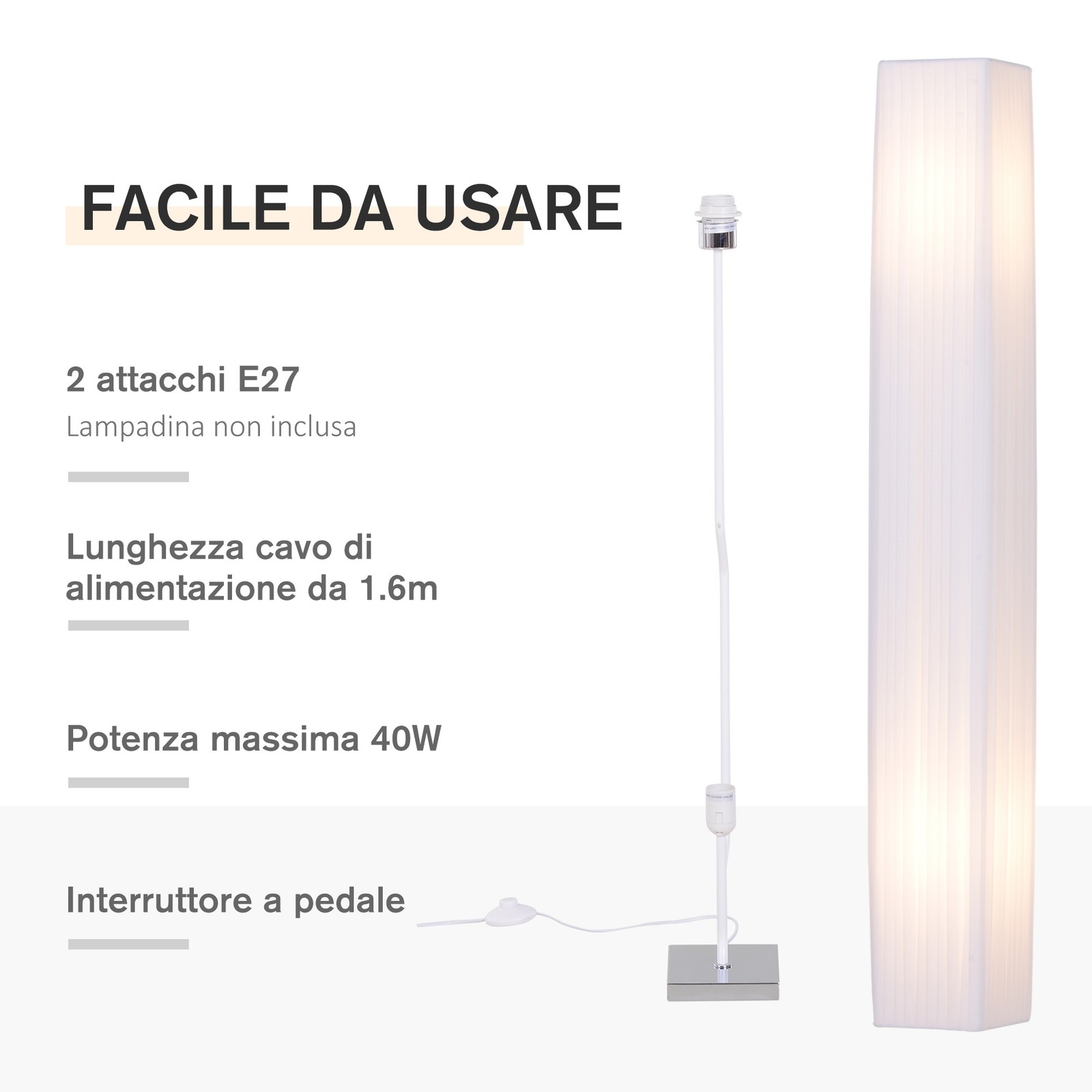Lampada da Terra Lampada Piantana da Terra Design Moderna Salotto Tessuto 14×14× foto 6
