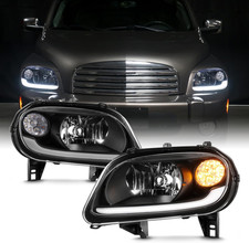 - Fit 2006-2011 Chevy HHR Halogen Type Headlights Headlamp with LED Bar Black Ho