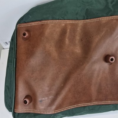 Vintage Jaguar Canvas Leather Duffle Bag Green Medium Large 90s