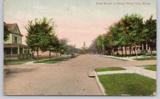 Iola Kansas, East Street Looking West, 1910 Allen County KS Postcard 