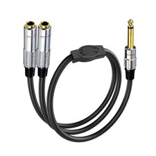 6.35mm Y Splitter Audio Cable 6.35mm 1/4" TS Mono Male to Dual 1/4" TS Mono F...