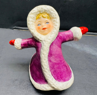 vintage goebel girl skating figurine purple coat red gloves collectible