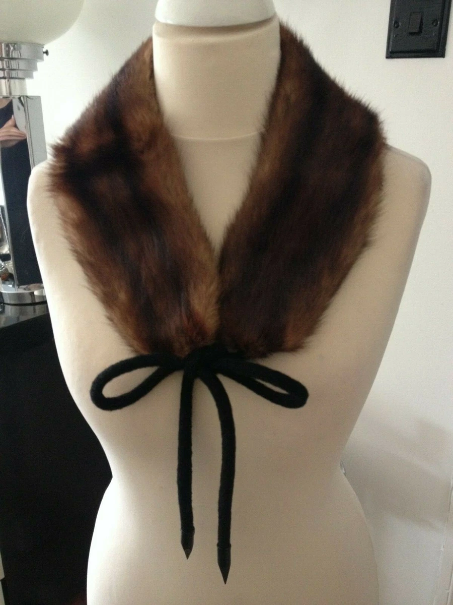 1940s Vintage fur collar possible mink with bow neck tie