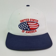 VTG 90s United States Of American USA Made Snapback Hat Baseball Cap Retro Flag