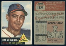 (50195) 1953 Topps 189 Ray Jablonski Cardinals-VG