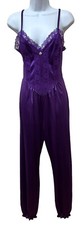 Lady Cameo Nylon Satin Negligee Jumpsuit PJ s Loungewear Jeannie Leg Size S