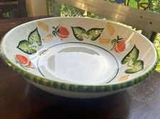 Vtg 12” Serving Bowl Pottery Barn Pasta Or Salad Bowl W Pasta And Garden Print