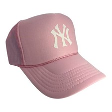 NEW YORK YANKEES SOFT PINK HAT 5 PANEL HIGH CROWN TRUCKER SNAPBACK NYC NY