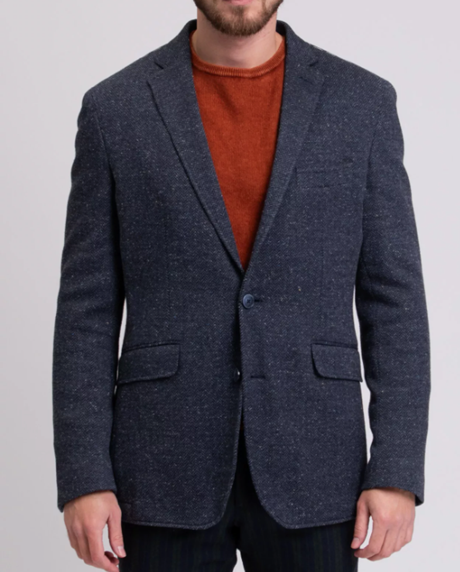 Hackett London blazer Blue Tweed HBone Knit size 44R running small