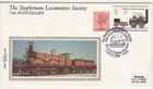 GB Stamps Souvenir Cover Benham silk steam trains 75th Stephenson Society 1984