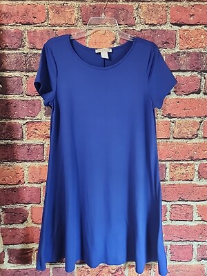  Jamie & Layla Blue Stretch Short Sleeve Dress Sz M C53