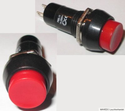 2x Einbau Geräte Netz Taster Einbautaster Drucktaster 230V 1A 1-polig Rund Rot