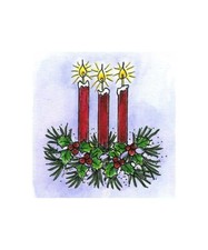 Christmas Candles Holly  Pine Wood Mounted Rubber Stamp NORTHWOODS CC11190 New