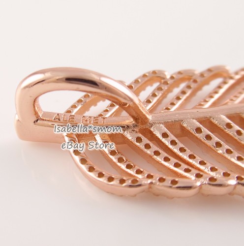 LIGHT AS A FEATHER Authentic PANDORA Rose GOLD Plated PENDANT NEW w POUCH! HTF - Picture 3 of 5