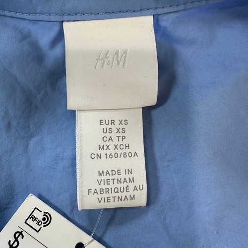 NWT H&M Shirt Dress Womens XS Blue Sleeveless Button Collared Y2K Garden - Picture 4 of 11