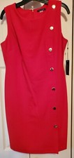 Tommy Hilfiger Button Detail Women Sheath Dress Size 10 Red NWT