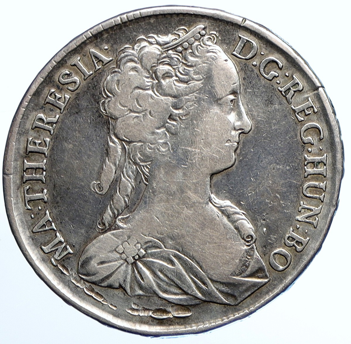 1742 KB HUNGARY Queen Maria Theresia MADONNA Old Silver 1 Thaler
