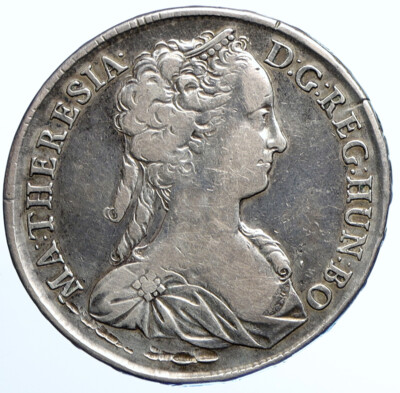 1742 KB HUNGARY Queen Maria Theresia MADONNA Old Silver 1 Thaler