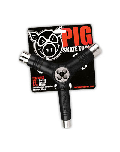 PIG SKATEBOARD TOOL All in One Tri Socket Green WITH THREADER Skate Longboard