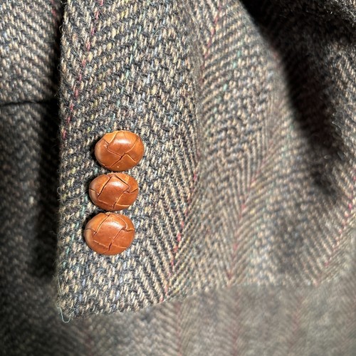English Manor 46 R Sports Coat Classic Blazer Brown Wool Tweed Herringbone - Picture 3 of 11