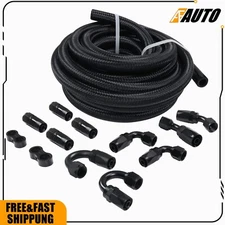Nylon Braided Fuel Line Kit w/ Oil/Gas/Fuel Hose Fittings Adapters 1/2" 20FT 8AN