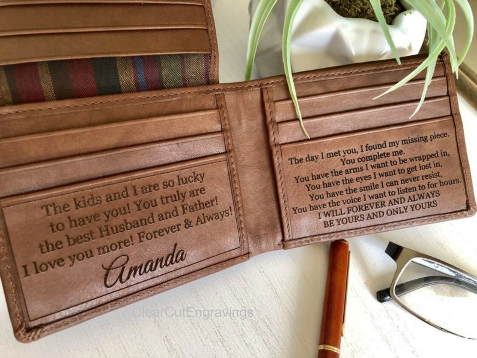 Personalized Mens Leather Wallet Fathers Day Gifts for Men Dad Husband Gift  | eBay