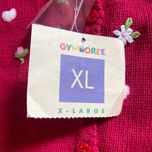 NWT • Vintage 1998 Rainbow Tag Gymboree Red Embroidered Flower Cardigan 5/6 - Picture 8 of 9