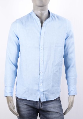 BUGER HIMMLISCHES WEISSES LEINENHEMD 100% KOREANISCHER KRAGEN M-LANG REGULAR FIT