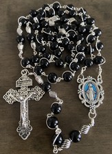 Rosario Católico Milagroso - Rosario Cuentas Negras - Rosario Irrompible - Hecho a Mano