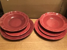 (2) 3-Pc VARAGES Place Settings Luberon Red Dinner/Luncheon Plates/Bowls France