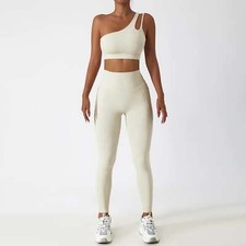 Women Seamless One Shoulder Sports Bra &  Leggings
