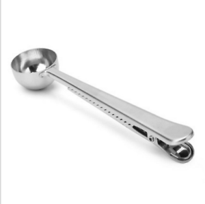 Stainless Steel 7g Ground Coffee Measuring Spoon Scoop With Bag Sealing Clip