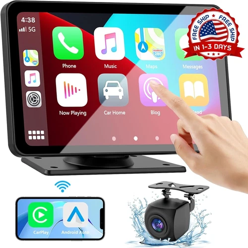 Estéreo Portátil Para Coche HD De 7" Con Pantalla Táctil Y Android Auto Inalámbr