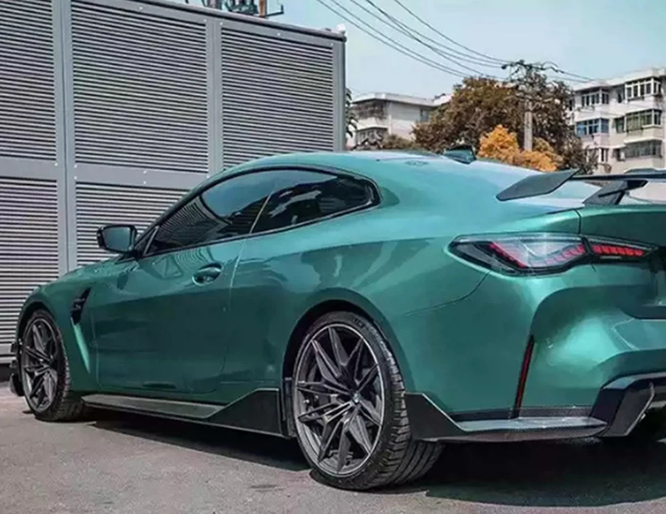 Cubierta de divisores laterales de faldón lateral estilo MP de fibra de carbono real para BMW M3M4 21-2024 Foto 3 de 4