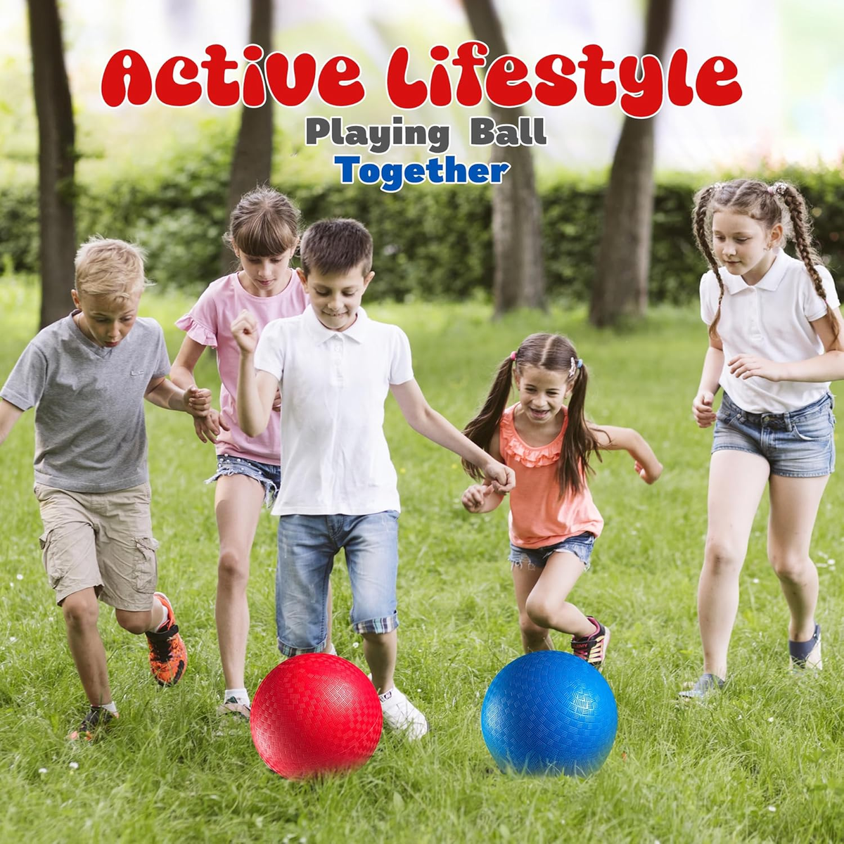 Red & Blue 9-Inch Kickball Set With Pump - Playground Balls For Dodgeball, Four Square & Outdoor Games