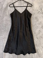 Vintage Jones New York Black Satin Full Slip Womens Size Medium