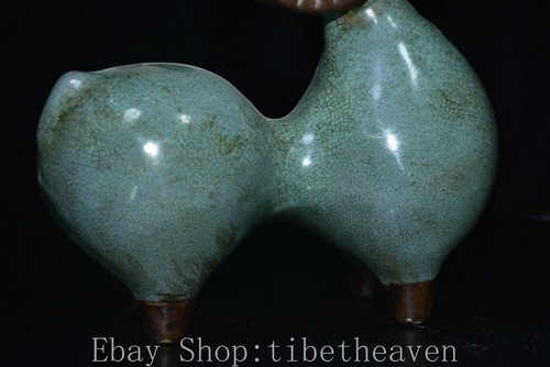 8" Rare Old Chinese Jun Kiln Porcelain Dynasty Palace Sheep Goat Sculpture - Picture 6 of 13