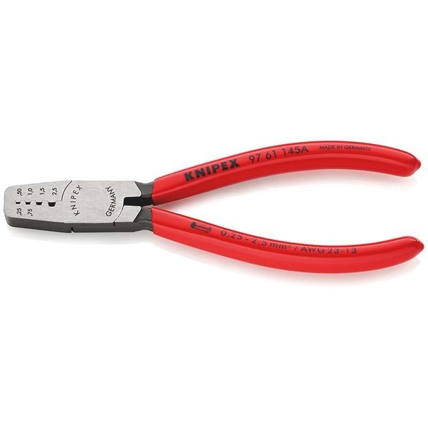 Knipex 97 61 145 A Crimpzange AderendhüLsen Mit Kunststoff, 145 Mm, 0,25-2,5Mm²-image