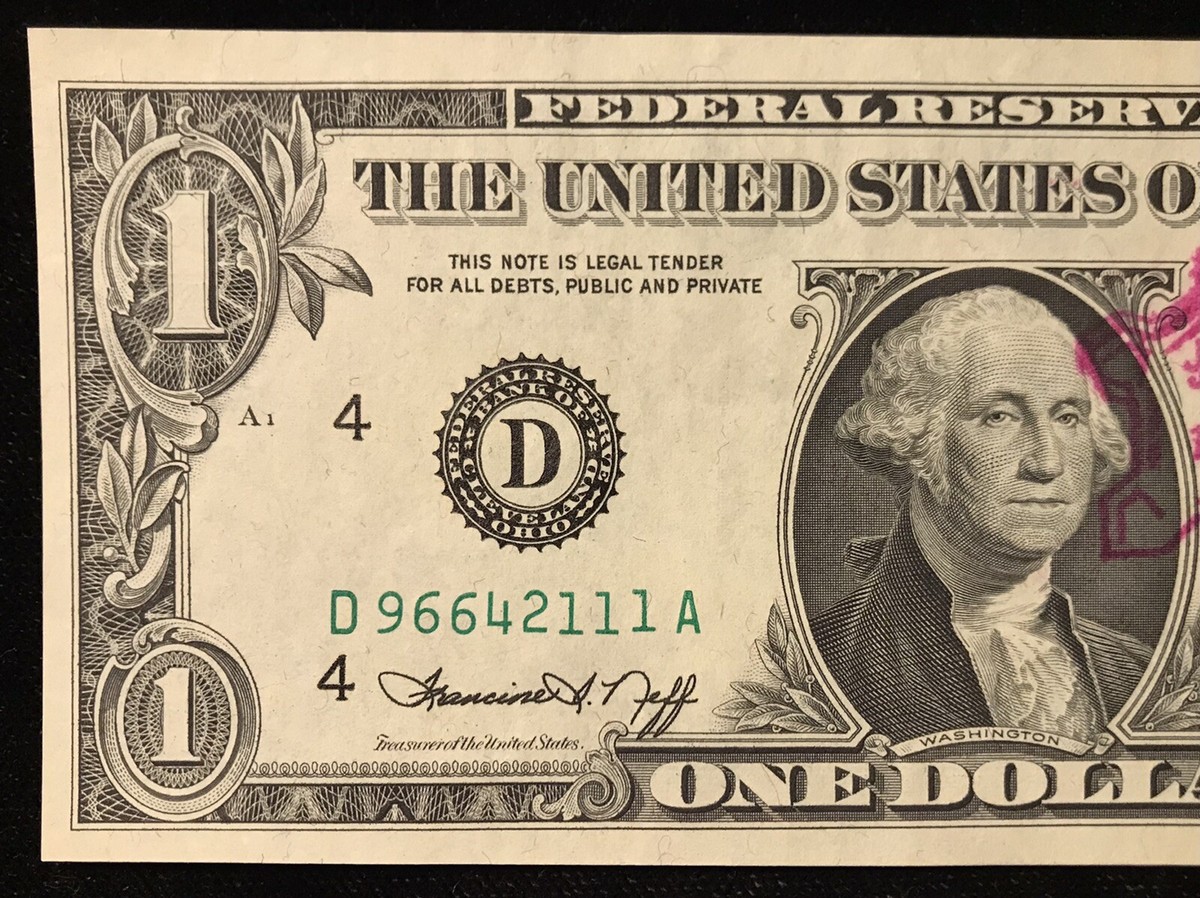 1974 $1 Dollar Federal Reserve Note - Bp 905 Error Postal