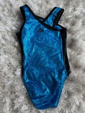 Alpha Factor Aerials Blue Metallic Gymnastics Leotard, Girls 4-6 CSM
