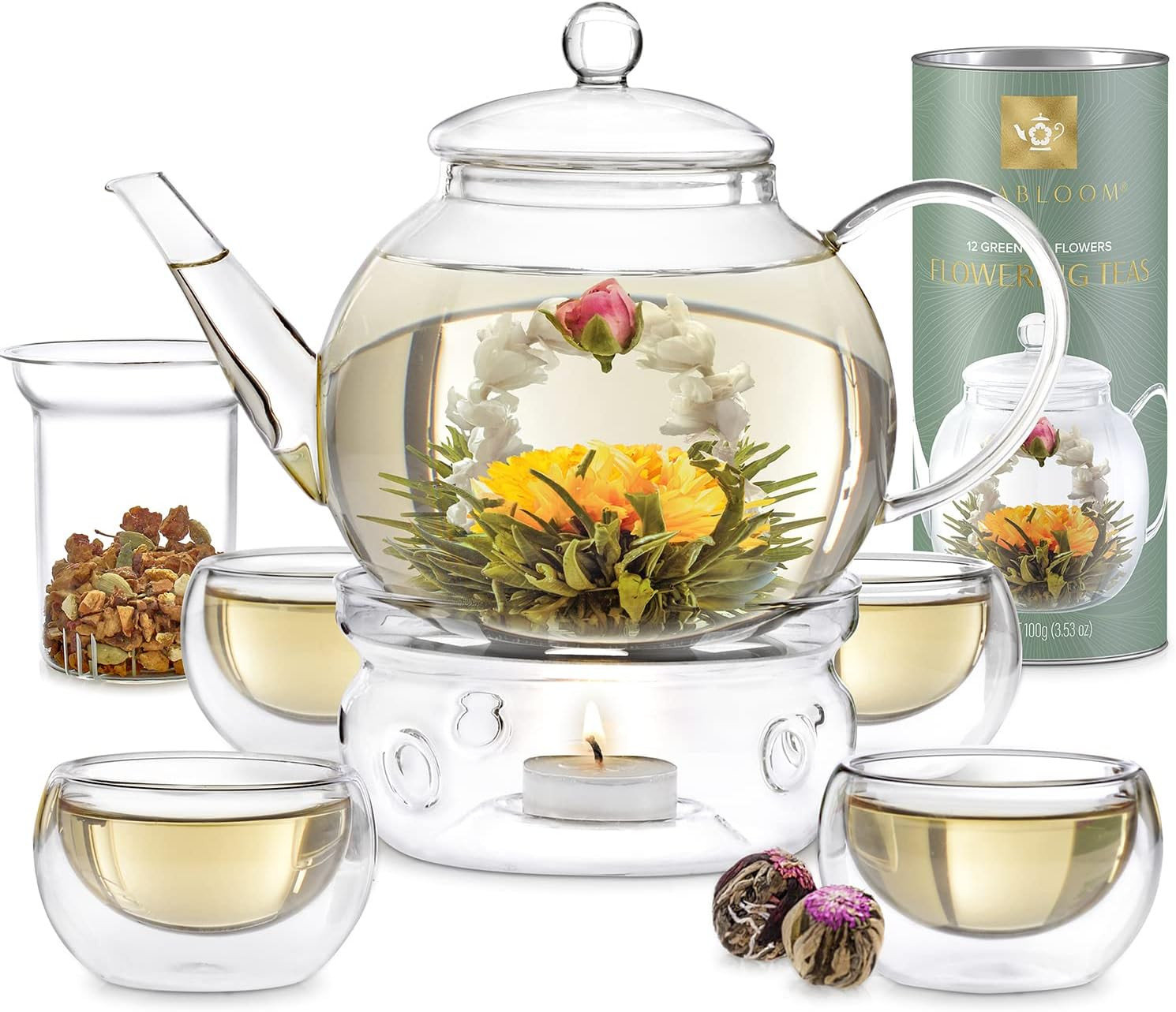 Théière en verre borosilicate de 1,2 L au design épuré et durable