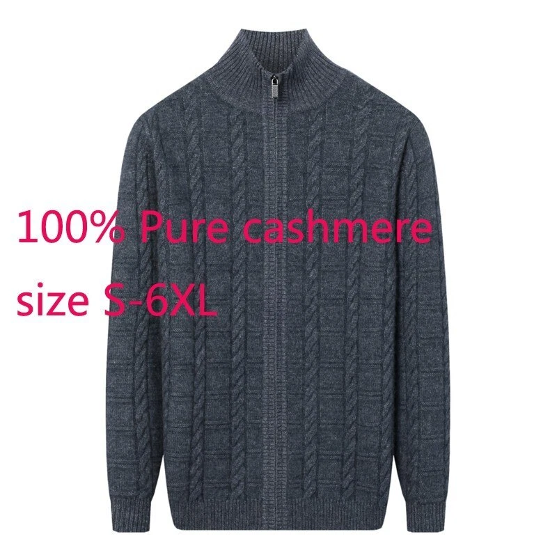 Thickened 100 Cashmere Cardigan Men s New Winter High Neck