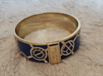 HENRI BENDEL New York bracelet clasp cuff blue w/ white HB logo