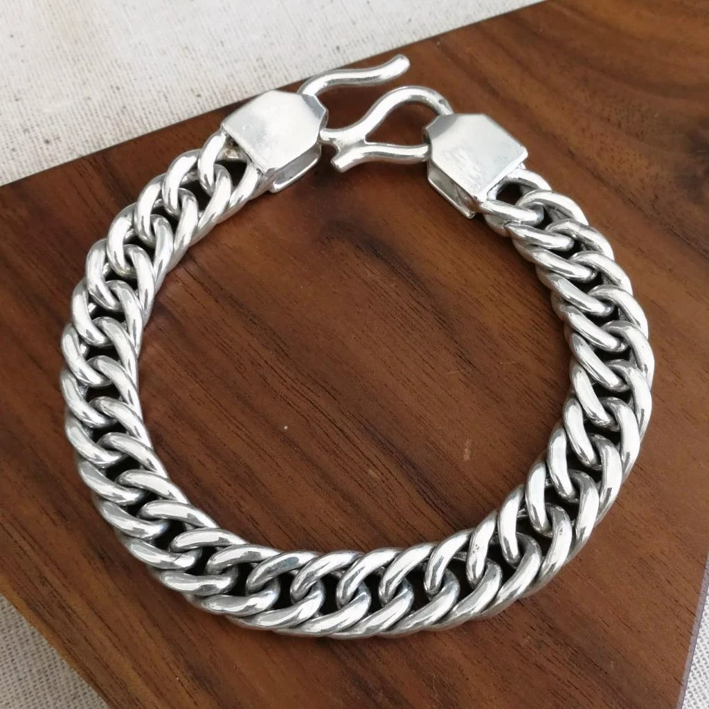 Mens sterling silver clearance curb chain bracelet