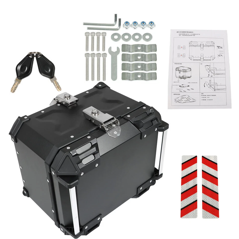 Maleta trasera 45L negra para moto impermeable equipaje scooter maletero almacenamiento Foto 3 de 4