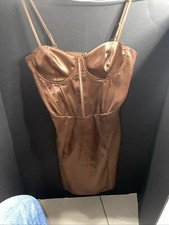 Forever 21 Women's Satin Bustier Mini Dress in Brown Small