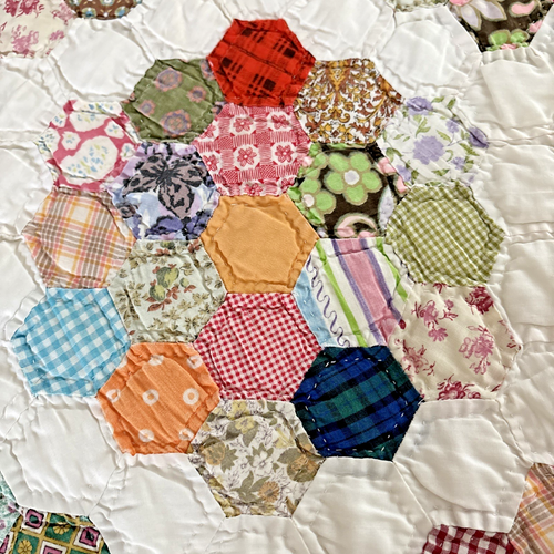 Gorgeous 1940s vintage Feed Sack Quilt 78”x 88” From Goshen Indiana Mary Kline - Picture 7 of 24