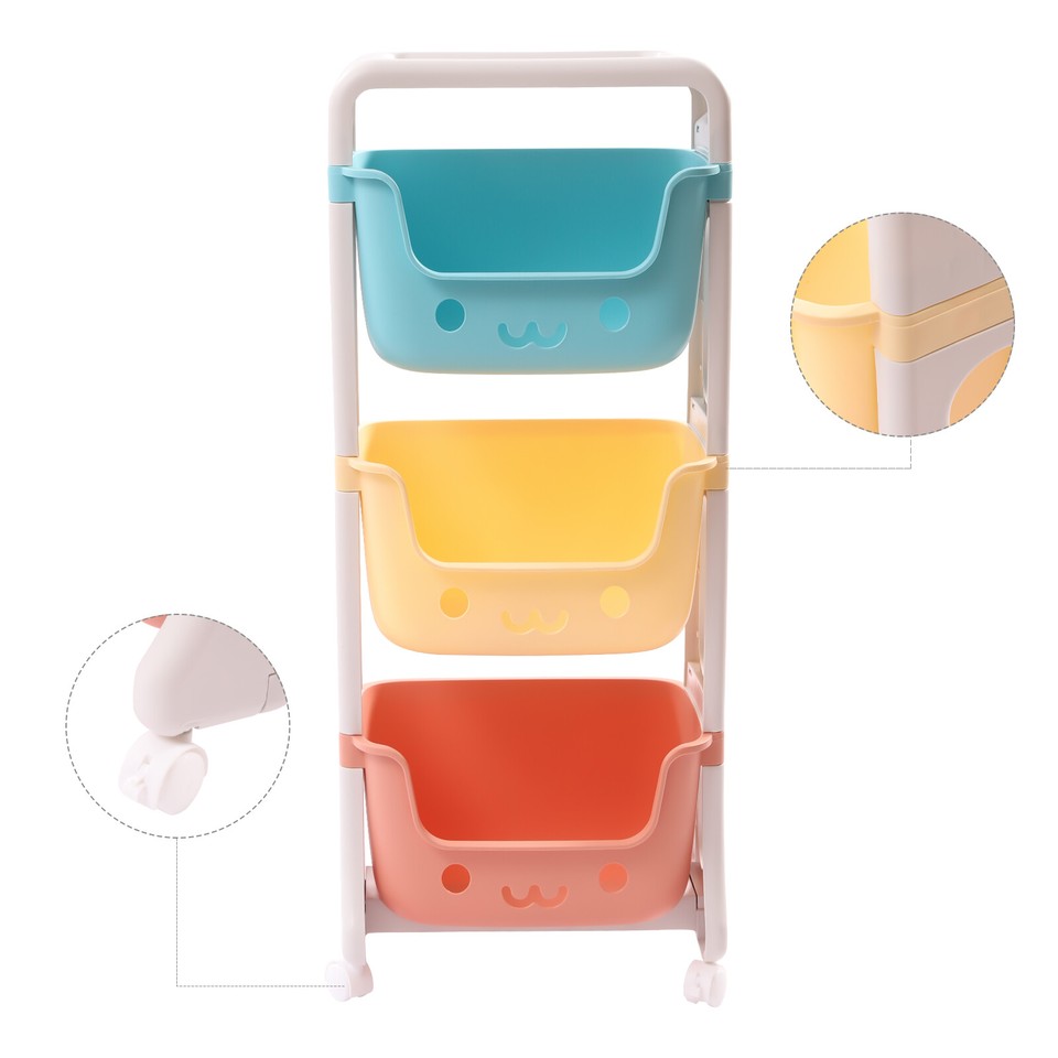 3Tier Kids Toy Organizer Storage Bin Box Plastic Shelf Rack Playroom